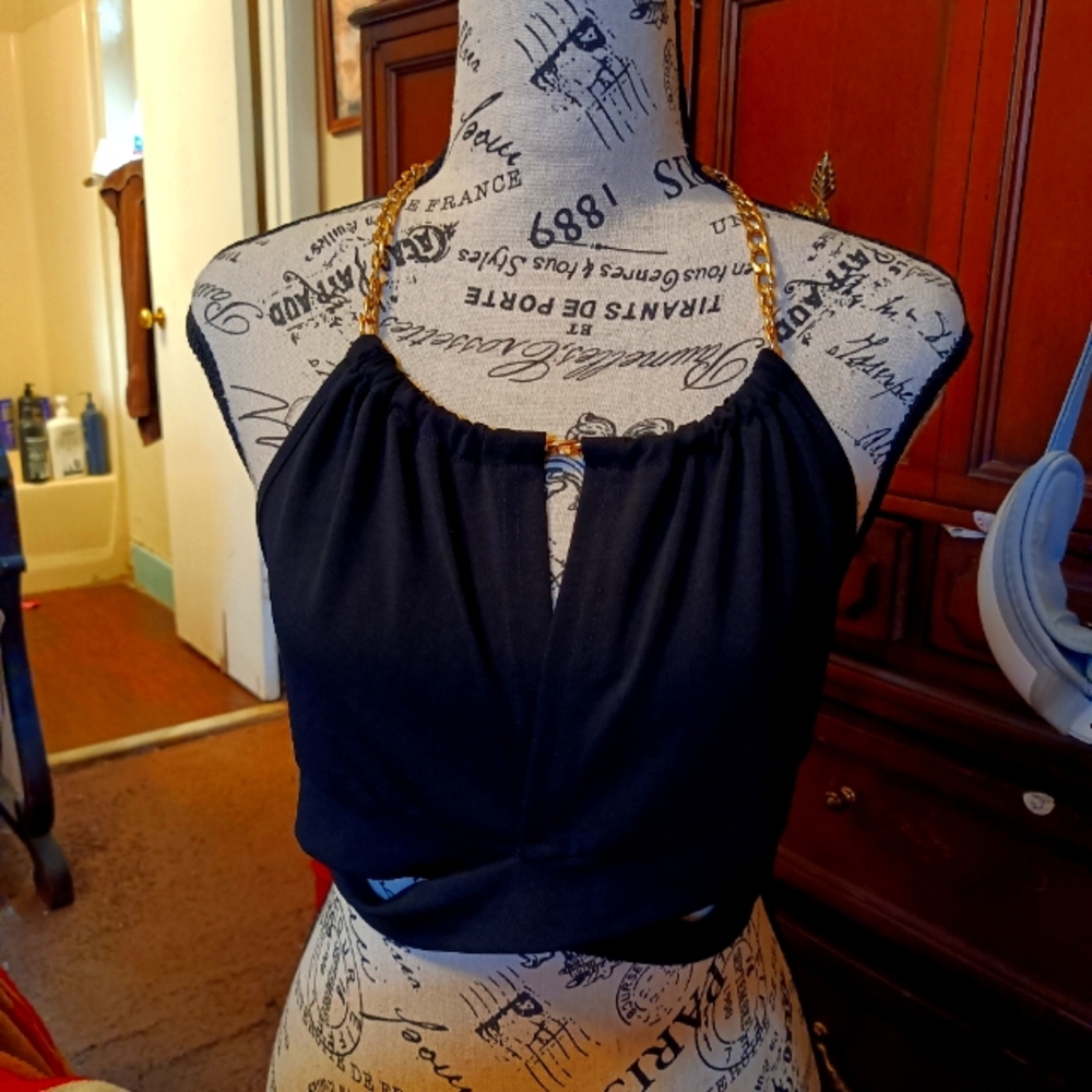 Women Black  Halter Top By Greathe Size S 4